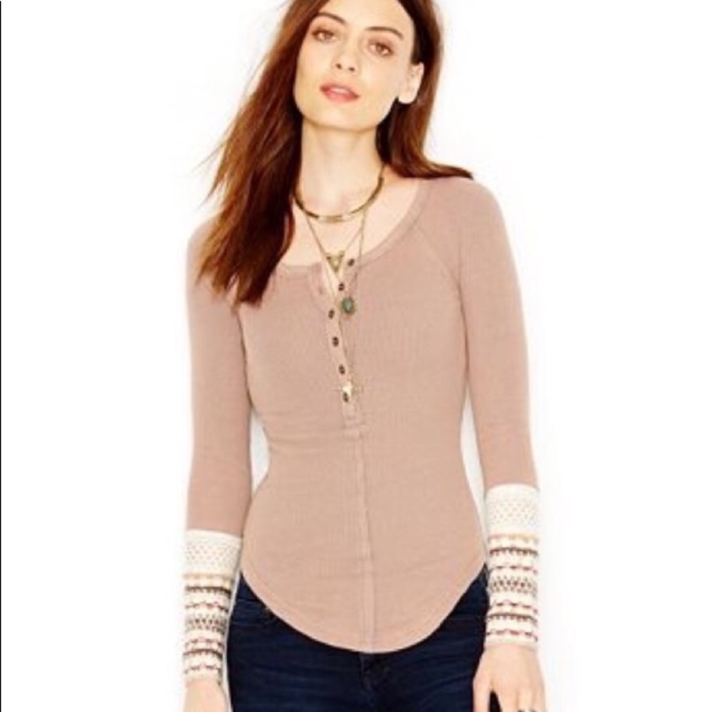FREE PEOPLE THERMAL WITH KNIT CUFFS